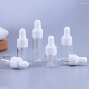 Lagringsflaskor Mini Glass Essential Oil Bottle 50pc 2 ml 3 ml 5 ml Klar dropper med slangflaskor Tomma behållare