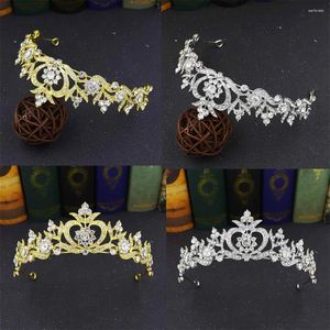 Hårklipp kristallkronor och tiaras flera färger barock vintage krona tiara för kvinnor brud tävling prom diadem bröllopstillbehör