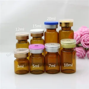 Storage Bottles 10pcs 10ml Amber Glass Vials With Flip Off Caps & Rubber Stoppers 10 Cc Injection Bottle Pharmaceutical