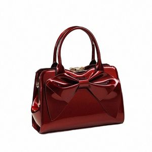 patent Leather Handbags For Women Purse With Bow Satchel Top-Handbags Fi Crossbody Bag Portable Shoulder Luxury 30Yz#