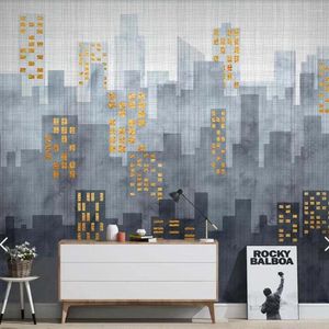 Wallpapers europeu 3d abstrato cidade construção impresso po papel de parede mural sala de estar decoração murais papéis personalizados pintura