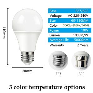 1-10pc LEDセンサーバルブE27 B22 10W dusk to dawnスマートランプバルブAC220-240V昼夜ライトオートオン/オフ階段廊下の経路