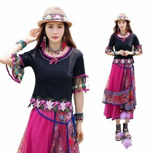 Dres elegante para mulheres vintage oriental camisa chinesa tang terno feminino verão topos traditial dr bordado senhora topo i29m #