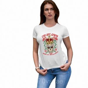 Menina SUGAR SKULL Camisetas Plus Size Manga Curta Verão Impressão Mulheres Casual Fi Gráfico Regular Camiseta Tops Lady Travel Tees D25t #