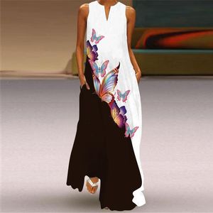 レディースの春と夏のファッション印刷されたセクシーなポケットドレス