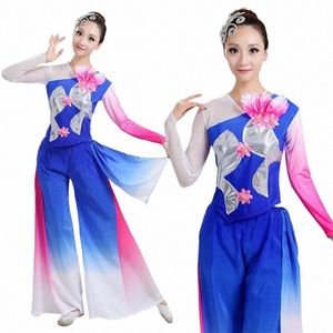 Chińskie taniec ludowy S Yangge Clothing Classical Performance Square Dance Drum Fan Modern Stage Performing Ubranie E0ZW#