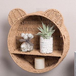 Kitchen Storage Plastic Woven Basket Imitation Vine Handmade Wall Mounted Home Restaurant Rack Decor