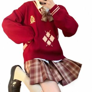 Uniforme scolastica maglione lavorato a maglia stile giapponese Natale con scollo a V JK maglione uniforme scolastica Anime Costumi Cosplay Donna Capodanno k45W #