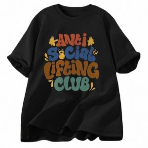 Anti Social Lifting Club Plus Größe Retro T-shirt Frauen Casual Cott Kurzarm T-shirt Männer T T Shirt Weibliche Kleidung Winter k1vR #