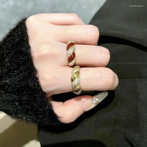 Cluster Rings Vintage 18K Gold Filled Zircon Adjustable Twist Ring For Women Banquet Accessories Gift