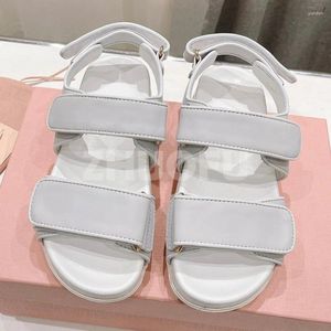 Casual Shoes Summer Female Sandals Peep Toe Round Head Full Grain Leather Material Tjock Botten Simple Mångstila damer