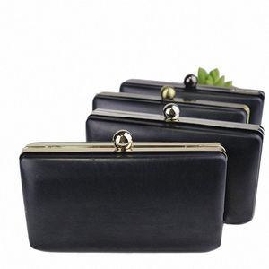 18x10 Cm Gold Color Metal Purse Making Supplies Frame With Black Plastic Box Clutch Bag Parts Accories Handles For Handbags P89w#
