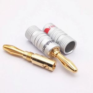 Novo 2024 Nakamichi Fine Copper Copper Gold Banana Plug Plug sem soldagem 4mm Banana Plug Plug Plug- plugue de banana banhado a ouro- para- para
