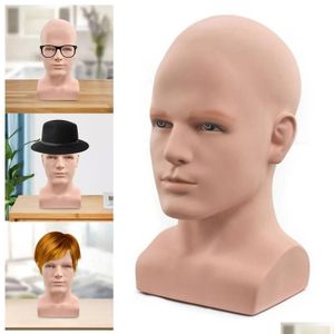 Frisörsalong står PVC Mannequin Head Bust Show Male Display Stand Prop For Hat Necklace Chain Headphone Holder Drop Delivery Products OTRHG