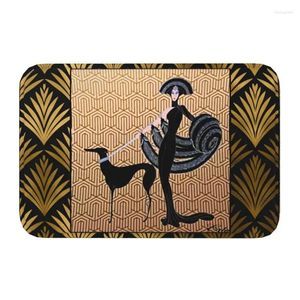 Carpets Art Deco Erte Greyhound Door Floor Entrance Welcome Mat Whippet Sighthound Dog Kitchen Doormat Living Room Carpet Rug Footpad