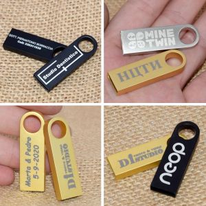 10st/Lot Free Logo Metal USB Flash Drive 2.0 Pendrive 64 GB 32GB 16GB 8GB 4GB Micro USB Flash Memory Stick Pen Drive USB Stick