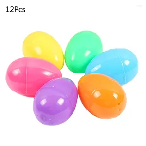 Party Decoration Colorful Easter Eggs Set of 12 Egg For Shell Plastic Filling Chicken Cover Children Diy Handmade Festival Crafts