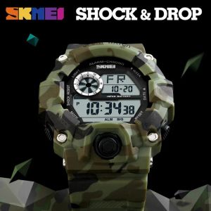 SKMEI 1019 Militär digitalklocka män kamouflage sportmän klockor stoppur väckarklocka vattentäta armbandsur reloj relogio