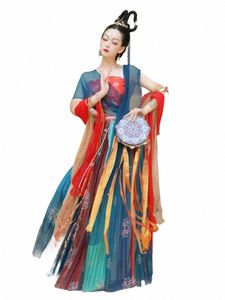 classical Dance Practice Performance Suit Dunhuang Apsaras Clothing Elegant Chinese Folk Dance Costumes Cosplay Special Use B6U5#