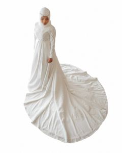 Elegante abito da sposa musulmano Dres Lg Sleeve A-Line Hajab Bridal Dr Vestido De Noiva 2024 Dubai Arabo Abiti da sposa h0OS #