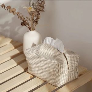 Simple Tissue Box Natural Jute Cotton and Linen Cloth Art Car with Suction Paper Box Storage Bag Family Living Room Table Usefor linen cloth art car