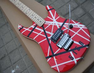 Unusual Red Guitar Edward Van Halen 5150 Black White Stripe Red Electric Guitar F loyd Rose Tremolo Bridge Top Selling3770141