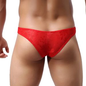 CLEVER-MENMODE Men's Sexy Lace Underwear Mesh Briefs Bikini Sheer Lingerie Transparent Underpants Bulge Pouch Erotic Panties