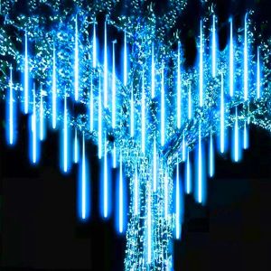 LED Meteor dusch regnbelysning vattentät fallande regndropp Fairy String Light Christmas Holiday Party Patio Decor 30/50cm 8 Rör