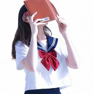 Black White JK Uniform Summer Short/LG Sleeve Japanese School Uniforms Girls Sailor Set Pleated kjol JK Uniform Cos Costume 30q7#