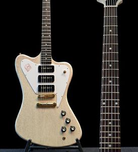 Custom Shop Non Reverse Fire Thunderbird Chitarra elettrica naturale ABR1 Ponte Cordiera Nero P90 Pickup Battipenna bianco Gol2455177