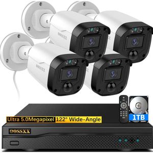 OOSSXX Sistema di telecamere di sicurezza cablate Full HD 5MP per videosorveglianza domestica esterna - Sistema di sicurezza con telecamere CCTV Apparecchiature video di sorveglianza esterna
