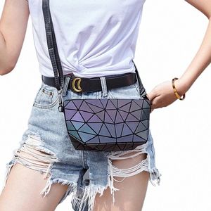 women Geometric Crossbody Bag Luminous Foldable Clutch Fi Female Double Strap Shoulder Bags Lady's Magic Mobile Phe Bag 05Zc#
