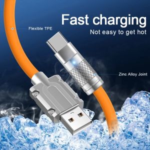 120W 6A Tipo C Fast Charge Micro USB Cabo líquido Silicone para iPhone 14 Samsung S6 S5 Xiaomi 13 Taxa de telefone USB C Cord
