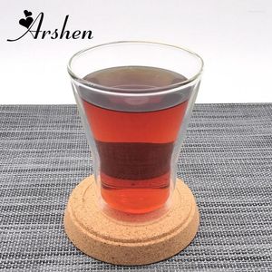 Kupalar Arshen 250ml Çift Duvar Cam El Yapımı Kahve Kupa Mutfak Mutfak Sıcaklığa Dayanıklı Meyve Suyu Çay Sütü Ev Ofis Bardakları