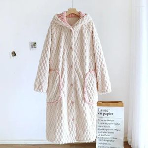 Casa roupas roupão de inverno feminino para camisola quente pijamas flanela engrossado robe senhoras calor pijama nightwears