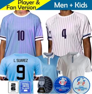 우루과이 2024 코파 아메리카 컵 축구 저지 카미 세타 키트 키트 2025 전국 24/25 홈 어웨이 풋볼 셔츠 100 주년 특별한 사내 Valverz Cavani
