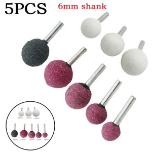 5PCS 16/20/25/30mm Ceramic Grinding Head Diamond Round Ball Burr Drill Bit Set For Carving Engraving Power Tools 6mm Shank