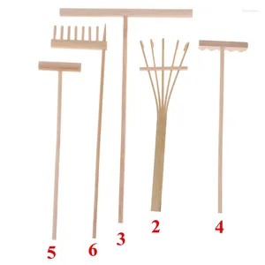 Estatuetas decorativas 1/5 unidades mini ancinho de bambu para jardim zen areia mesa meditação decoração de feng shui