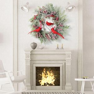 Ghirlanda di fiori decorativi Rattan decorato pigna cardinale uccello simulazione natalizia porta appesa decorazione esterna