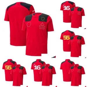 Vestuário de motocicleta 2023 o mais novo produto F1 Forma Uma equipe vermelha roupas de corrida terno lapela camisa roupas trabalho manga curta tshirt dhxbd