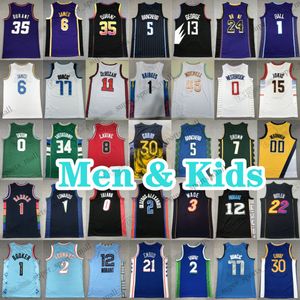 Men Kids Basketball Jerseys Clarkson 2 Cunningham Ball 1 Russell Edwards 4 Rose Green 77 Doncic 5 Murray Fox 30 Curry 23 James Stephen 0 Jayson Tatum 12 Ja Morant Garland