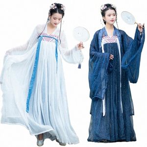 Hanfu Kostüm Kadın Zarif İşlemeli Giysiler Çin Antik Tüccar Hanfu Kostüm Halk Dans Performansı Giyim DQL1085 C4FL#