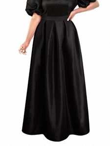 Preto plus size saias para mulheres 4xl cintura alta chique uma linha plissada maxi aniversário casual escritório trabalho festa saia verão n5os #