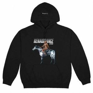 Beyce Renaissance World Tour Perifera plus -storlek Kvinnokläder grafiska hoodies Kvinnor Hip Hop Hooded Sweatshirts Streetwear X87X#