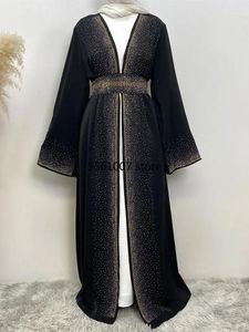 Roupas étnicas Ramadan Eid Dubai Aberto Preto Muçulmano Kimono Abaya Damen Turquia Islam Abayas para Mulheres Vestido Kebaya Robe Femme Musulmane