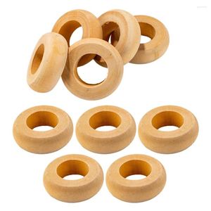 Table Cloth 10 Pcs Wooden Napkin Rings Pastoral Christmas Garland Handmade Holders For Napkins Rustic Buckle