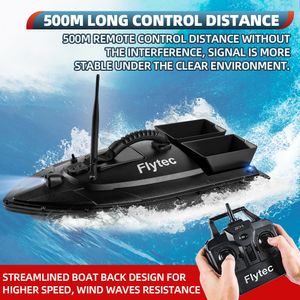 Flytec Fishing Bait Boat 500m Remote Control Bait Boat Dual Motor Fish Finder Fishing Feeder 1.5KG Loading with LED Light