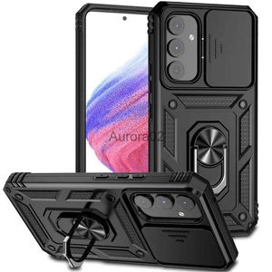 Mobiltelefonfodral för Samsung Galaxy A14 A34 A54 5G Fall Slide Camera Protect Armor A 14 34 54 Magnet Holder Ring Cover YQ240330