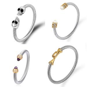 Serie Luxury Schmuck Ring Top Designer hochwertiger Yaman Twisted Manschette 7mm Metallhakenlinie Charming Bracelet Classic 925 Silver Ladies und Männergeschenk
