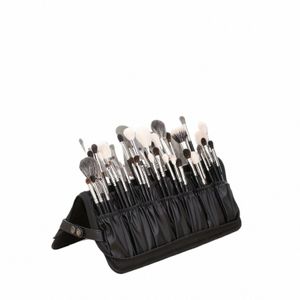 Rownye Profial Makeup Brushes Organizer Bag Makeup Artist Cosmetic Case Leather Makeup Handbag Black Travel Portable O1Cl#